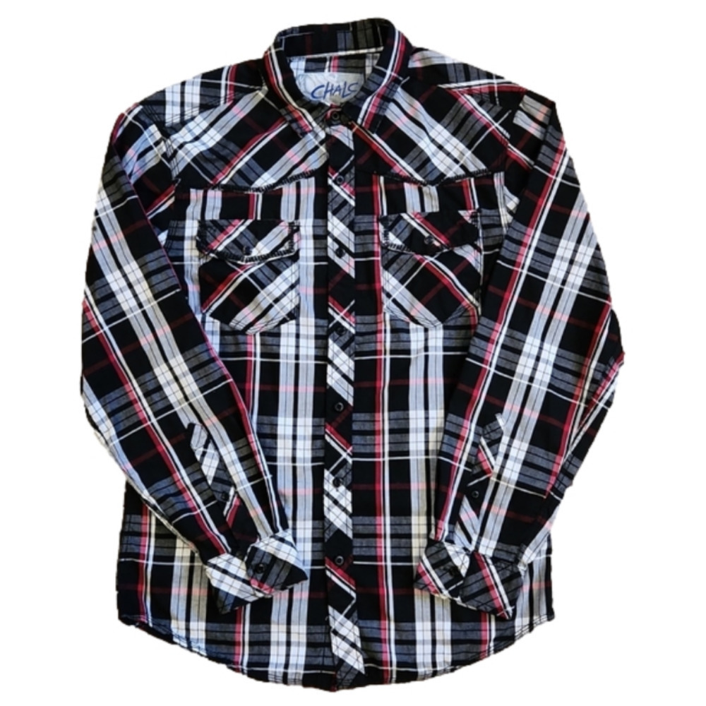 Chalc Red & Black Plaid Western Button-Up Shirt